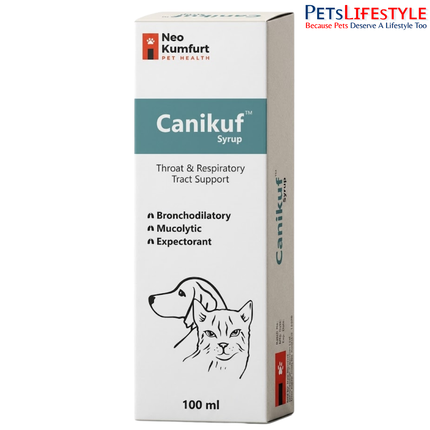 Neo Kumfurt Canikuf syrup 100 ml for Dogs & Cats |Bronchodilator, Expectorant & Respiratory Support