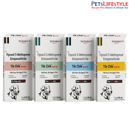 Neo Kumfurt Tik Chik Spot On – Fipronil & S-Methoprene Flea, Tick and Ectoparasite Control for Dogs