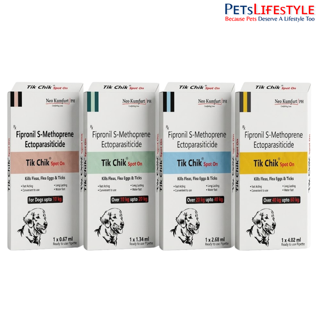 Neo Kumfurt Tik Chik Spot On – Fipronil & S-Methoprene Flea, Tick and Ectoparasite Control for Dogs
