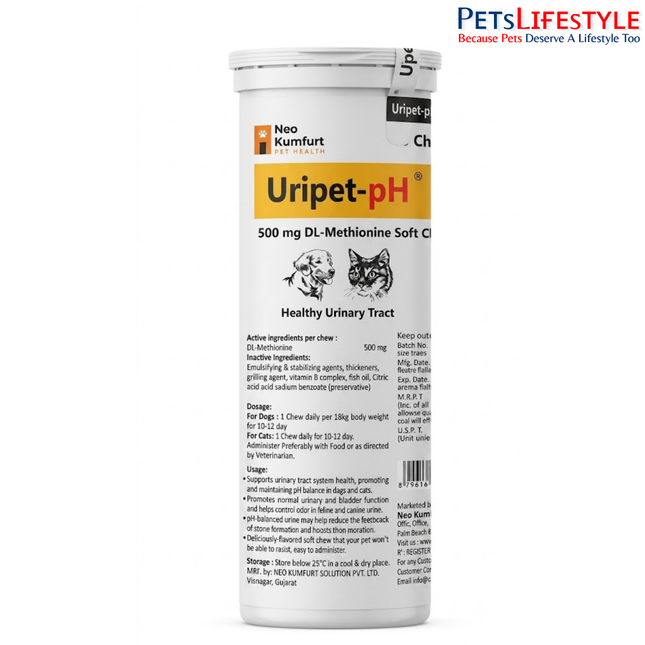 Neo Kumfurt Uripet-pH – DL-Methionine Soft Chews for Urinary Tract Health & Urine pH Balance in Dogs & Cats