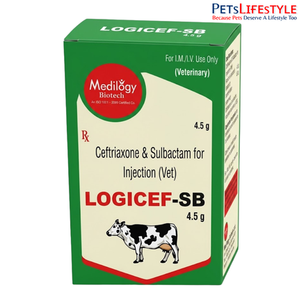 Logicef-SB Injection | Ceftriaxone 3000 mg & Sulbactam 1500 mg Veterinary Injection 4.5 gm