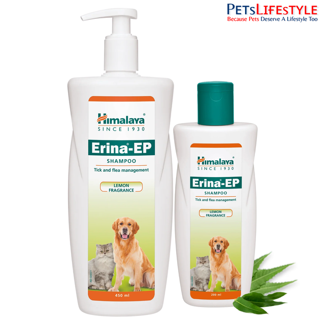 Himalaya Erina-EP Tick and Flea Control Shampoo, 200 ml & Erina-EP Shampoo, 450 ml