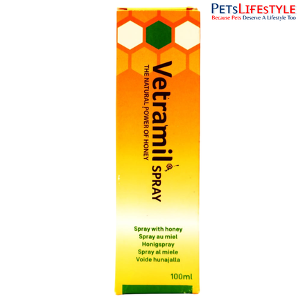 Vetramil Spray Honey-Based Wound Care & Skin Repair Spray for Dogs, Cats, Horses & Exotic Animals 100 ml