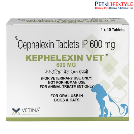 Vetina Kephelexin Vet 600 mg Tablets for Dogs and Cats 10 Tablets