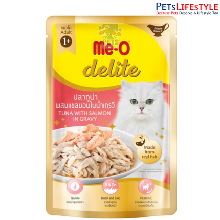 Me-O Delite Tuna & Salmon in Gravy Adult Cat Wet Food