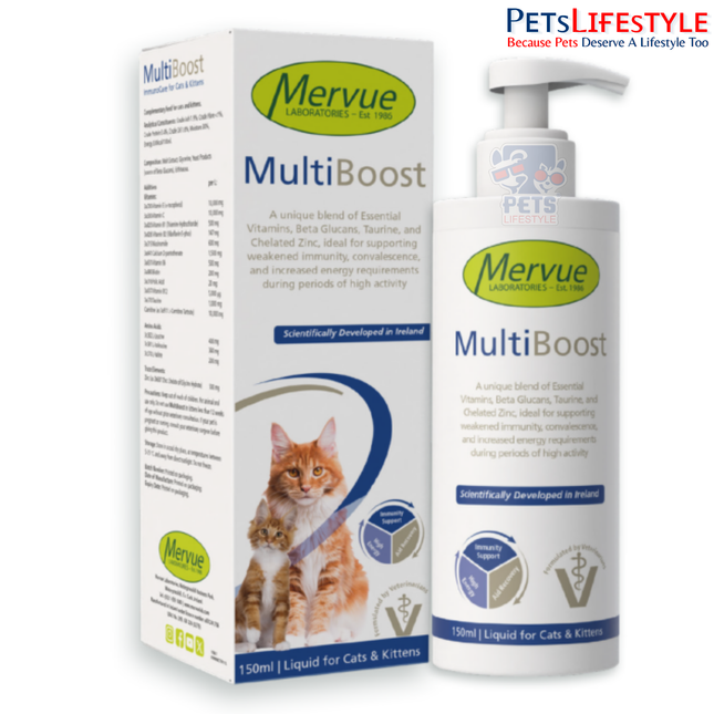 Mervue MultiBoost | Daily Multivitamin & Multimineral Supplement for Cats | 150 ml