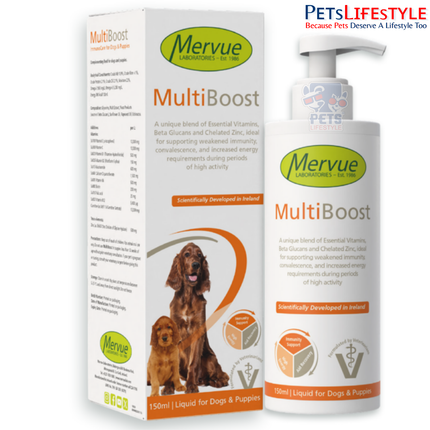 Mervuev MultiBoost | Daily Multivitamin & Multimineral Syrup for Dogs | Immunity & Growth Support | 150 ml