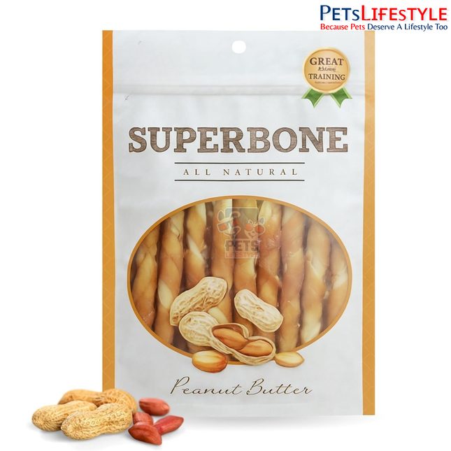 Superbone Peanut Butter Flavour Chicken Sticks Dog Treat-170g