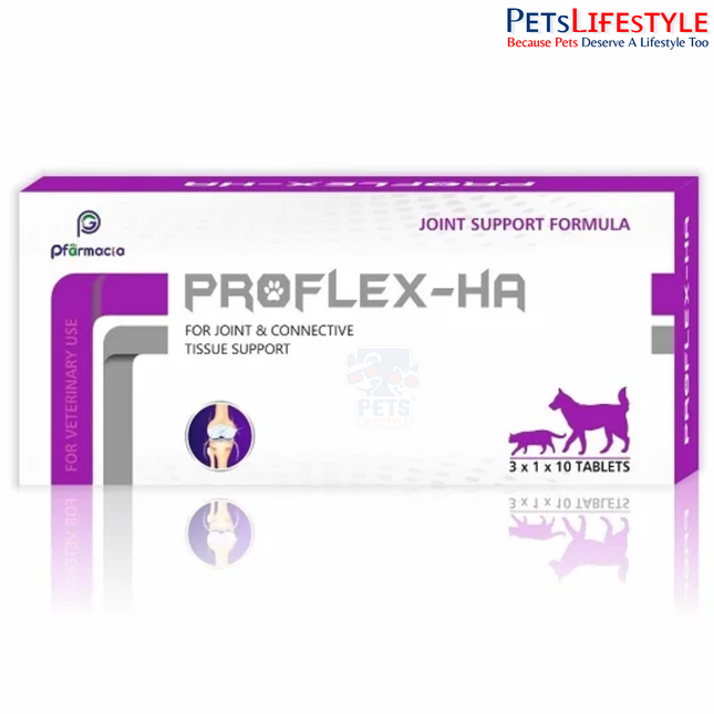 PROFLEX-HA Joint & Connective Tissue Support Tablets for Dogs & Cats | Glucosamine, Chondroitin, Hyaluronic Acid & Boswellia | Advanced Joint Care Supplement (10 Tablets)