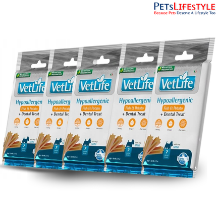 Farmina Vet Life Hypoallergenic Fish & Potato Dental Treat 60g (4+1 Offer) for Mini Adult Dogs