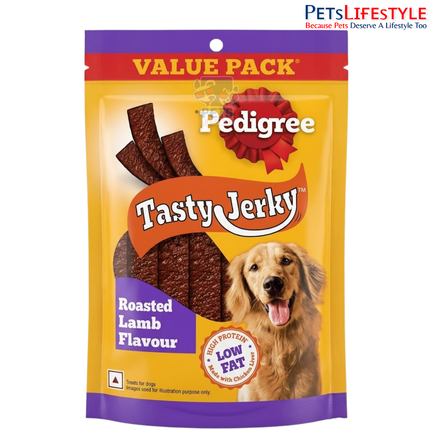 Pedigree Tasty Jerky Adult Dog Treat – Roasted Lamb Flavour 300 g