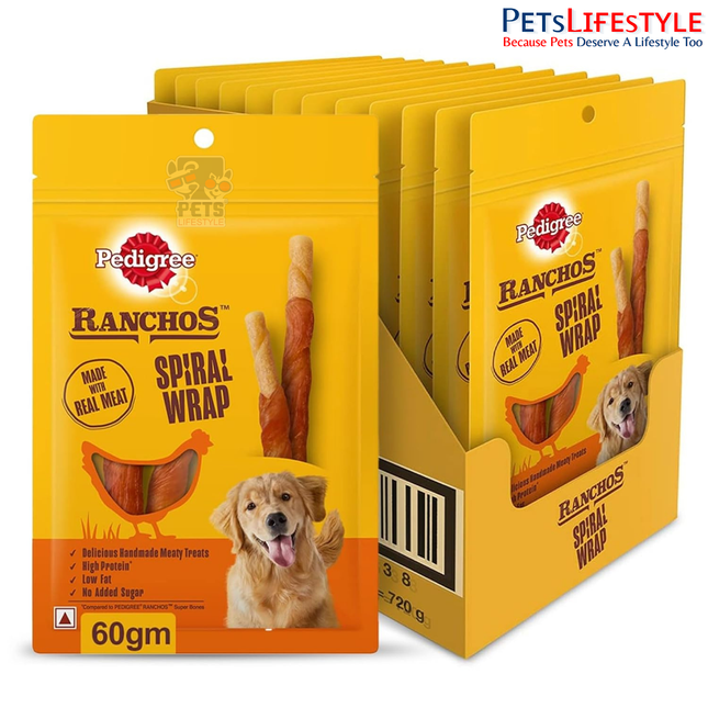 Pedigree Ranchos Spiral Wrap Chicken And Smoky Lamb Dog Treat - 60 gm
