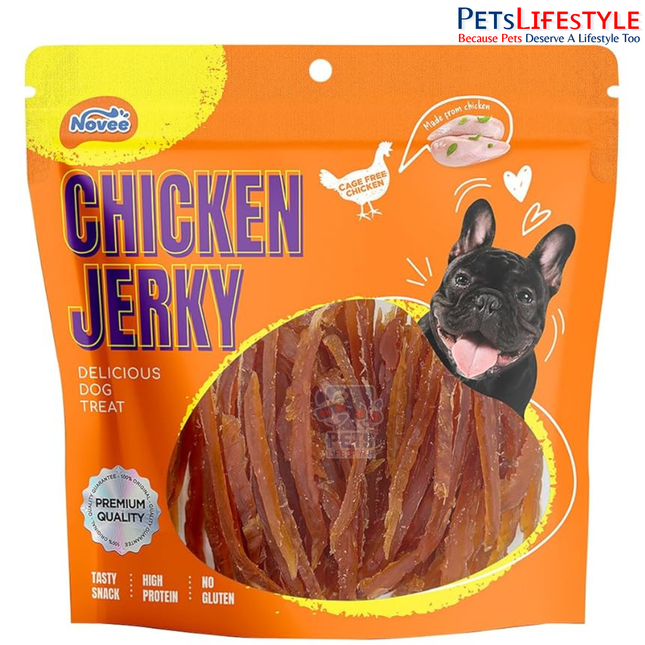 Novee Soft Chicken Jerky Sliced Dog Treats – High Protein Real Chicken Jerky | Soft & Tender Gluten-Free Training Treats for Dogs | 400g