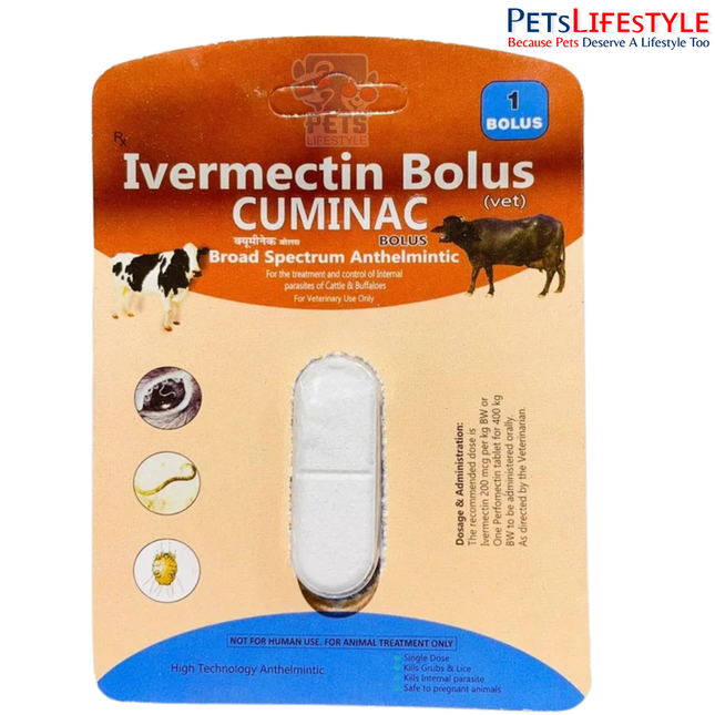 CUMINAC Vet Bolus – Ivermectin 100 mg Bolus for Internal & External Parasite Control