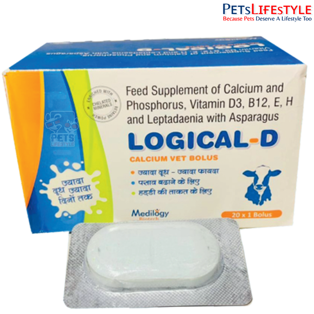 LOGICAL-D Vet Bolus Complete Calcium, Mineral & Vitamin Supplement for Strong Bones, Healthy Lactation & Overall Wellness in Livestock