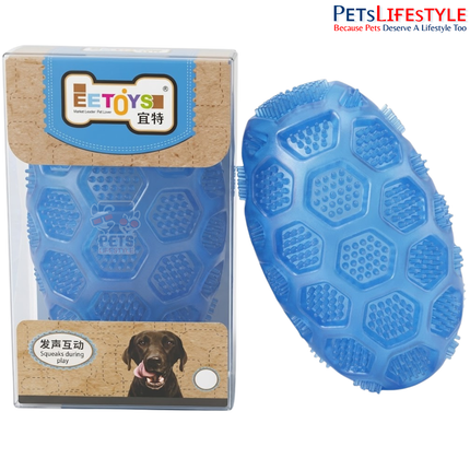 EE Toys Blue Diamond Rugby Dog Toy – Durable TPR Rubber Chew Toy for Dogs | Dental Cleaning, Fetch & Interactive Play | Blue | Small, Medium & Large