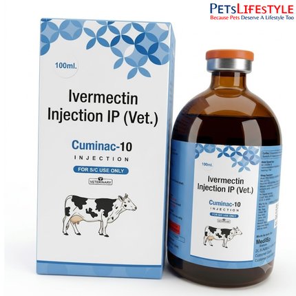 CUMINAC-10 Vet Injection | Ivermectin 1% Veterinary Dewormer Injection for Livestock | 100 ml