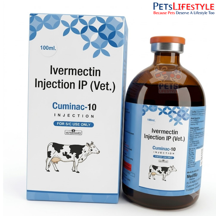 CUMINAC-10 Vet Injection | Ivermectin 1% Veterinary Dewormer Injection for Livestock | 100 ml