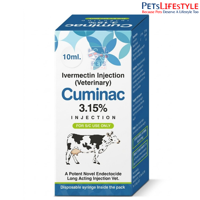 CUMINAC LA Vet Injection – Long-Acting Ivermectin Injection | Extended Protection Against Internal & External Parasites in Livestock | 10 ml