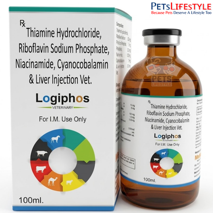 LOGIPHOS Vet Injection | Veterinary Liver Tonic for Fatty Liver, Liver Fluke-Associated Disorders & Vitamin B Deficiency | 100 ml