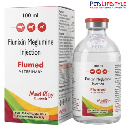 FLUMED Vet Injection – Flunixin Meglumine 50 mg Injection | Veterinary NSAID for Pain, Inflammation, Fever & Endotoxemia in Livestock | 20 ml & 100 ml