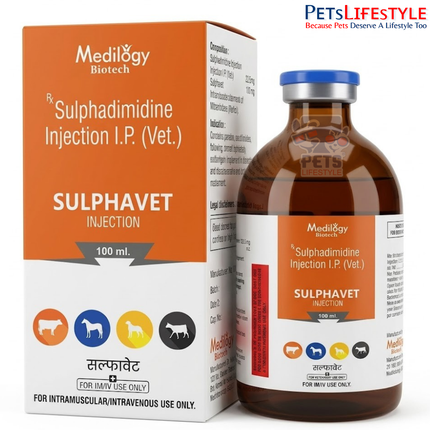 SULPHAVET Vet Injection – Sulphadimidine Injection | Broad-Spectrum Veterinary Sulfonamide Antibiotic for Gastrointestinal, Respiratory & Urogenital Infections | 100 ml