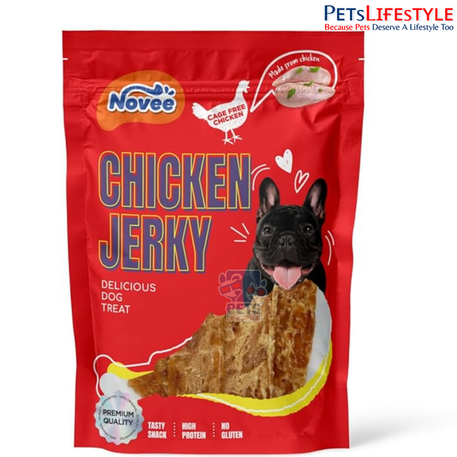 Novee Chicken Jerky Sasami Steak Dog Treats – High Protein Real Chicken Jerky | Gluten-Free Natural Dog Chews for Training & Rewards | 65g