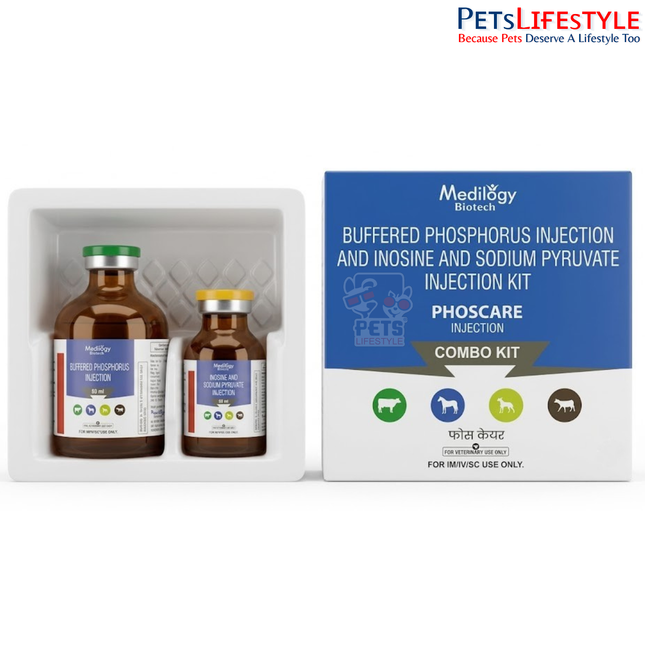 PHOSCARE Vet Injection Kit – Buffered Phosphorus, Inosine & Sodium Pyruvate Injection | Veterinary Metabolic, Reproductive & Performance Support Injection