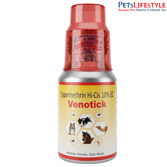 VENOTICK Vet (Ectoparasite) – Cypermethrin High-Cis 10% Veterinary Solution | Tick, Flea, Lice & Blowfly Control for Livestock | 50 ml