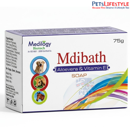 MEDIBATH Vet Soap – Neem Extract, Tulsi Extract & Glycerin Veterinary Herbal Soap | Natural Skin Care, Antifungal & Moisturizing Soap for Pets & Livestock | 75 g