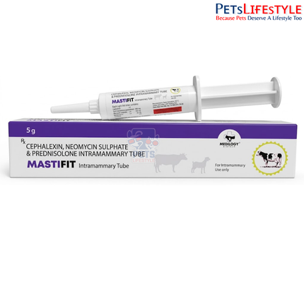 MASTIFIT Tube – Cephalexin, Neomycin Sulphate & Prednisolone Veterinary Intramammary Infusion | Broad-Spectrum Mastitis Treatment for Buffaloes, Sheep & Goats | 5 g