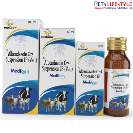 MEDIBEN Albendazole Oral Suspension – 125 mg Veterinary Dewormer | Broad-Spectrum Anthelmintic for Roundworms, Lungworms & Tapeworms