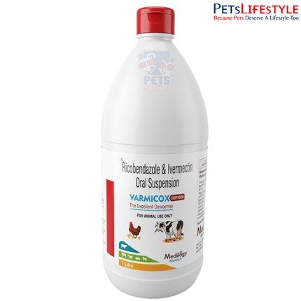 VARMICOX Veterinary Suspension – Ricobendazole 25 mg & Ivermectin 1 mg Oral Suspension | Broad-Spectrum Dewormer for Internal & External Parasites in Livestock