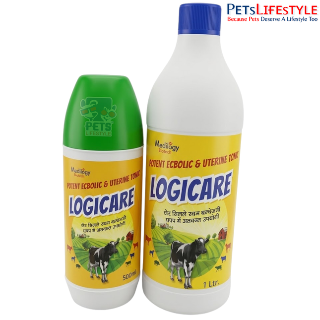 LOGICARE Liquid – Herbal Ecbolic & Uterine Stimulant for Livestock | Supports Uterine Cleansing, Retained Placenta Management & Reproductive Health