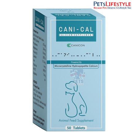 Canicon Cani-Cal Calcium Supplement Tablets for Dogs | Bone, Teeth & Skeletal Health Support | 50 Tablets