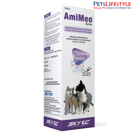 Sky EC AmiMeo Nutritional Syrup | Complete Multivitamin, Multimineral & Amino Acid Supplement for Cats & Kittens | 200 ml