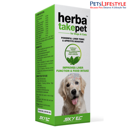 Sky EC Herbatake Pet | Herbal Liver Tonic & Appetite Booster for Dogs, Cats & Livestock | Digestive & Liver Support | 100 ml / 200 ml
