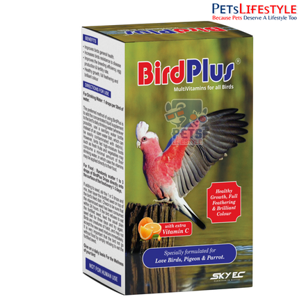 Sky EC Bird Plus | Multivitamin Drops for All Pet Birds | Supports Healthy Growth, Feathering, Colour & Immunity | 30 ml / 500 ml