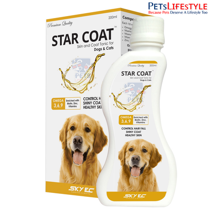 Sky EC Star Coat | Omega 3, 6 & 9 Skin & Coat Tonic for Dogs, Cats & Birds | Healthy Skin, Shiny Coat & Feather Support | 200 ml / 500 ml