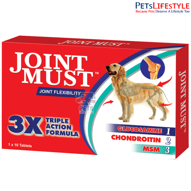 Sky EC Joint Must | Advanced Joint Flexibility Tablets for Dogs & Cats | Glucosamine, Chondroitin, MSM & Boswellia | 10 Tablets