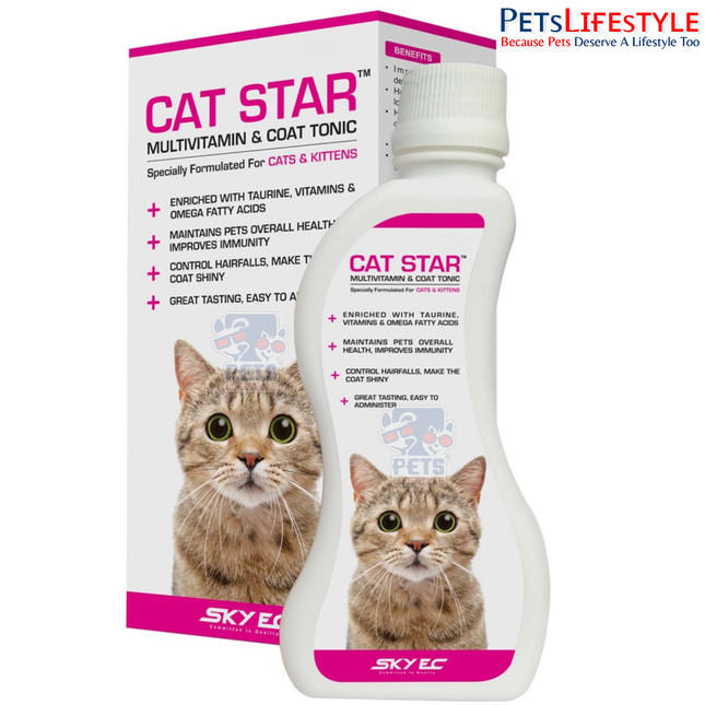 Sky EC Cat Star | Multivitamin & Coat Tonic for Cats | Omega 3, 6 & 9, Taurine, Biotin & Zinc | Skin, Coat & Daily Wellness