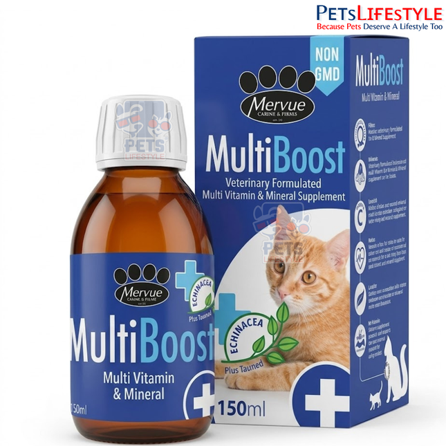 Mervue by Opus Pet MultiBoost | Daily Multivitamin & Multimineral Supplement for Cats | 150 ml