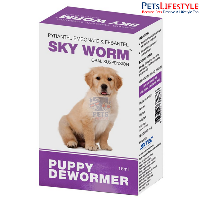SKYWORM SUSPENSIOSky EC SkyWorm Puppy Dewormer | Pyrantel Embonate & Febantel Oral Suspension for Puppies | Broad-Spectrum Puppy Dewormer | 15 mlN PUPPY 15ml