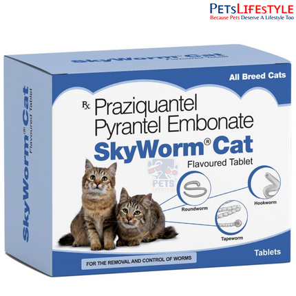 Sky EC SkyWorm Cat | Broad-Spectrum Deworming Tablets for Cats & Kittens | Praziquantel & Pyrantel Embonate | 4 Tablets