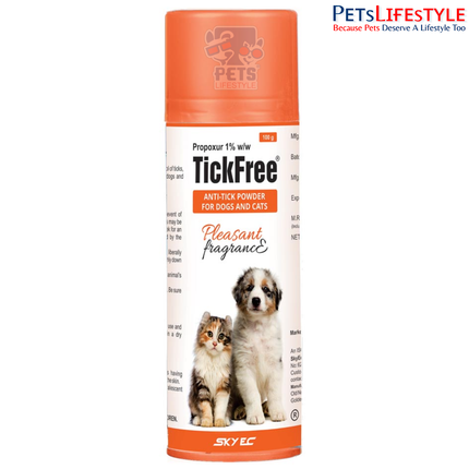 Sky EC TickFree Powder | Anti-Tick, Flea & Lice Powder for Dogs & Cats | Propoxur 1% w/w | 100 g
