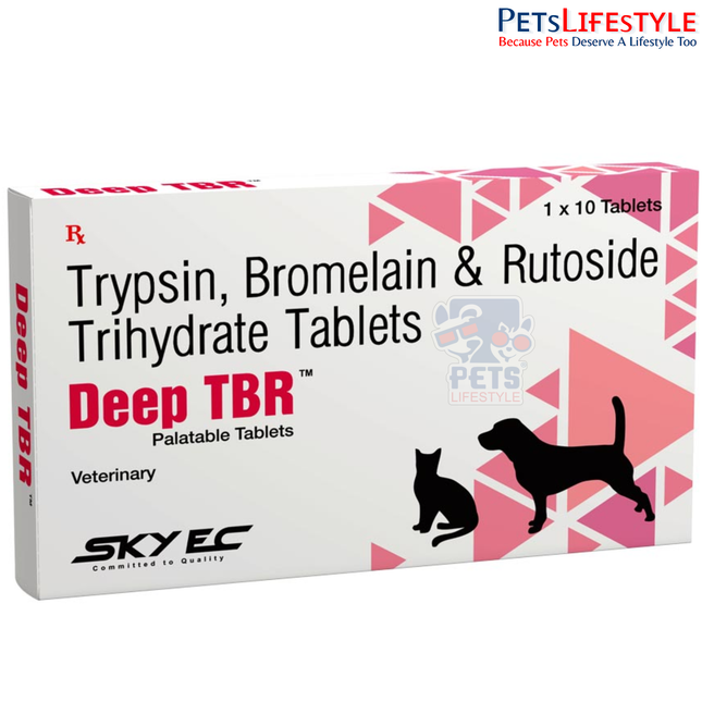 Sky EC Deep TBR® Tablets | Trypsin, Bromelain & Rutoside Trihydrate for Dogs | Advanced Proteolytic Enzyme for Wound Healing, Inflammation & Post-Surgical Recovery | 10 Tablets