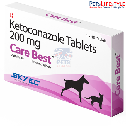 Sky EC CareBest Ketoconazole 200 mg Tablets | Antifungal Tablets for Dogs & Cats 10 Tablets