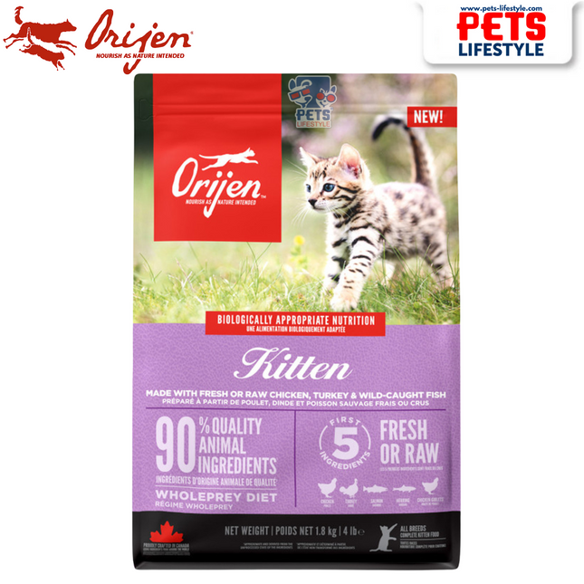 ORIJEN Kitten – High Protein Dry Food with Fresh Chicken, Turkey & Fish