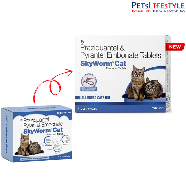 Sky EC SkyWorm Cat | Broad-Spectrum Deworming Tablets for Cats & Kittens | Praziquantel & Pyrantel Embonate | 4 Tablets