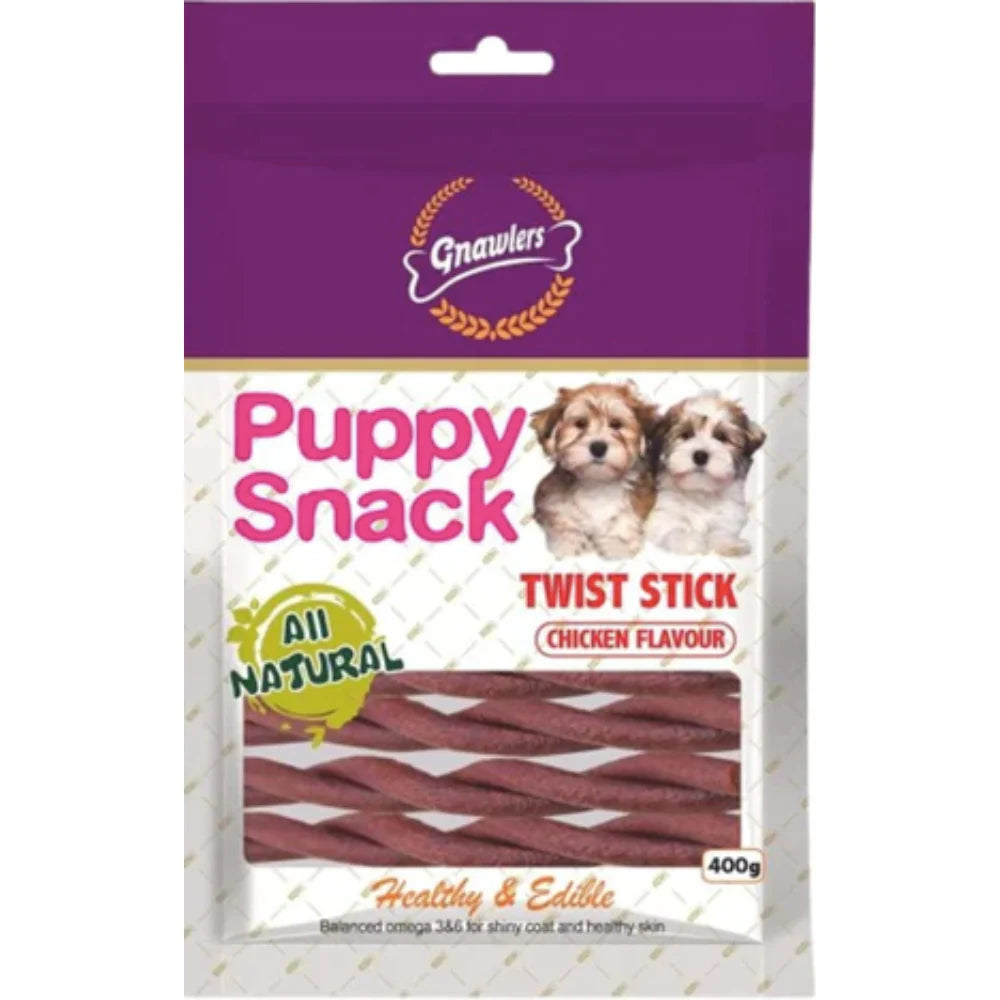 Gnawlers Puppy Snack Twist Stick Chicken Flavor 400gm
